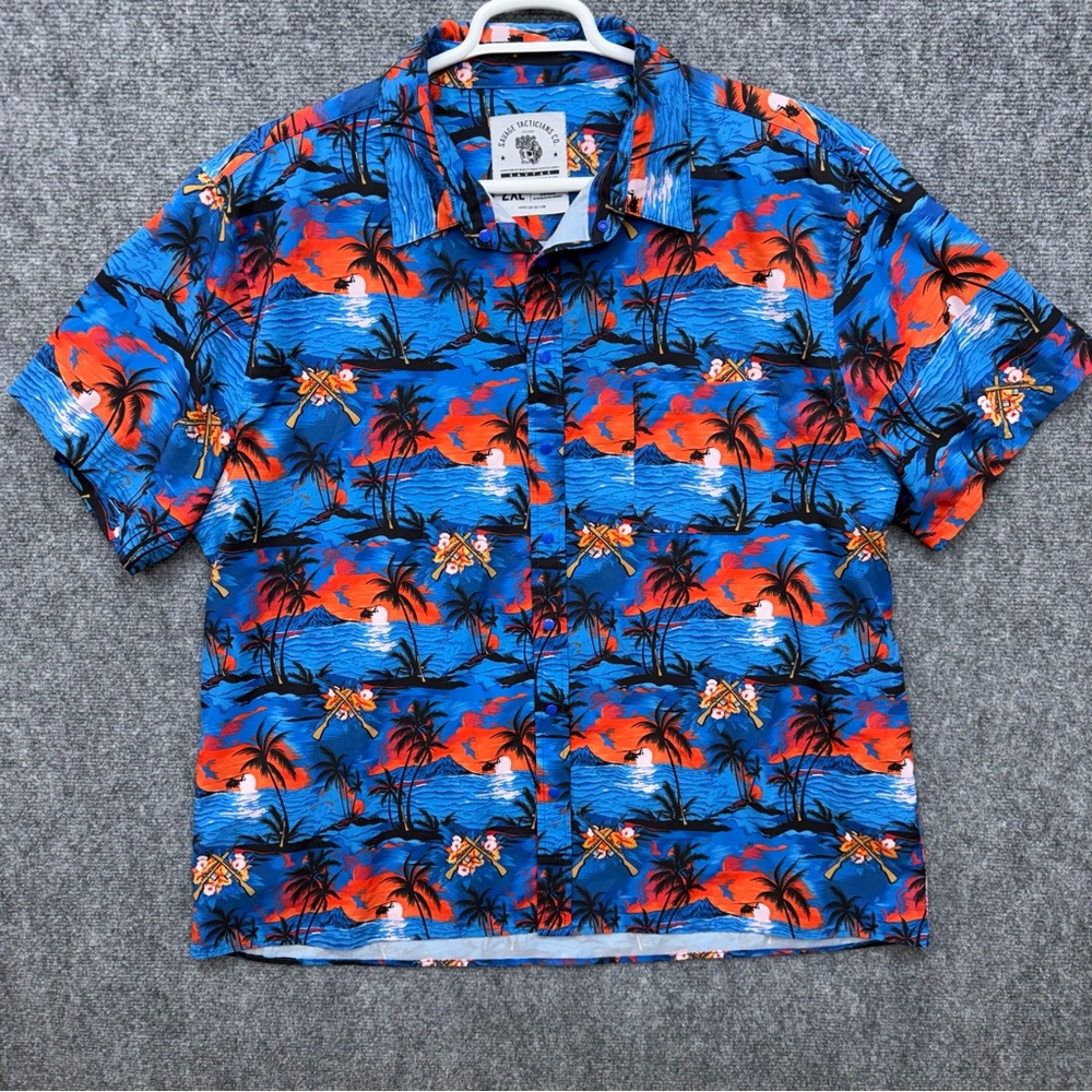 Savage Tacticians co Savtac snap button up‎ Hawaiian shirt Men's size 2XL